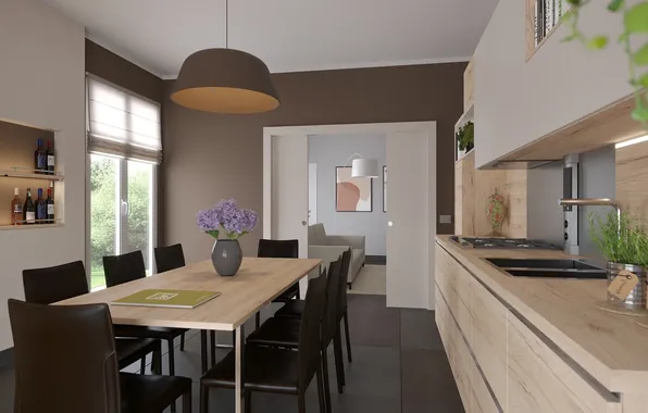 Style, Villa, interior, Italy, kitchen, dining room, dining area, Italian design