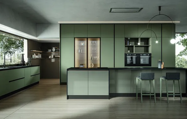 Style, Villa, interior, Italy, kitchen, dining room, dining area, Italian design