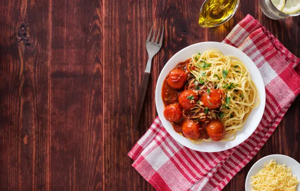 Food, tomatoes, spaghetti, the second dish