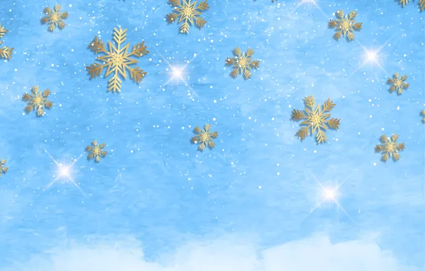 Picture winter, snowflakes, background, texture, gold