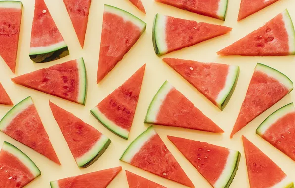 Texture, watermelon, pieces, a lot, slices, slices