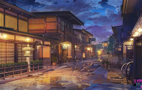 The sky, home, the evening, lights, puddles, ArseniXC