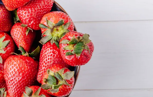 Macro, berries, Board, strawberry, white background, bowl