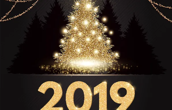Picture background, holiday, Shine, tree, new year, postcard