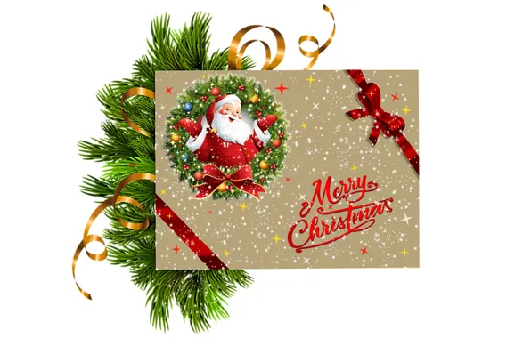 Picture holiday, Christmas, tape, white background, New year, Santa Claus, Santa Claus, needles