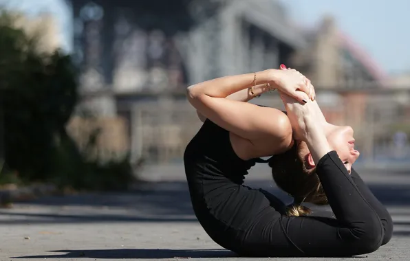 Summer, girl, pose, background, flexibility, yoga, Sam