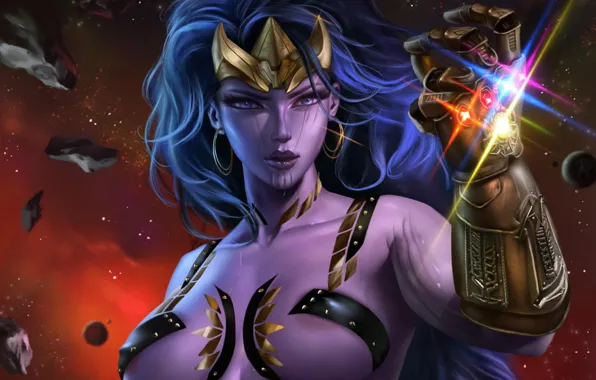Cinema, space, girl, armor, boobs, woman, big, breast