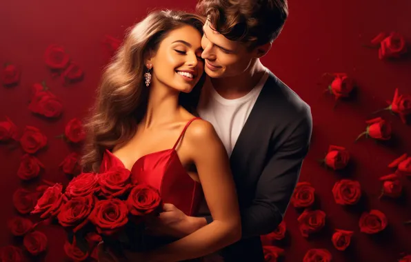 Girl, light, flowers, pose, smile, holiday, romance, roses