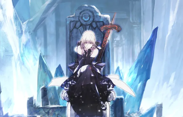 Picture girl, weapons, sword, anime, art, the throne, saber, saber age