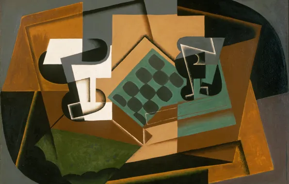 1917, Juan Gris, Chess Board, the glass and dish