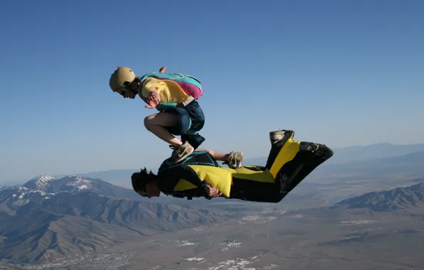 Picture mountains, nike, horizon, pearls, skydiving, wingsuit