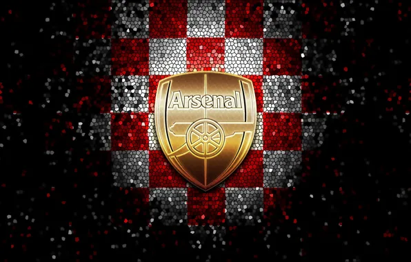 Wallpaper, sport, logo, football, Arsenal, glitter, checkered