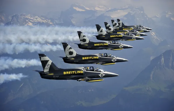 The plane, Mountains, Jet, Breitling, Breitling Jet Team, L-39 Albatros