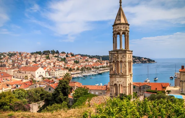 Sea, summer, the sky, water, trees, heat, tower, The city