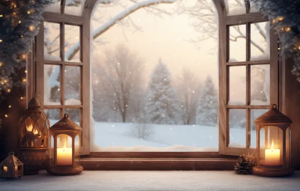 Winter, frost, forest, snow, branches, nature, comfort, room