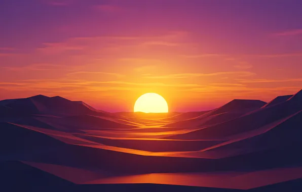 Sky, sunset, hills