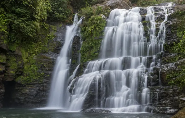 Water, rock, waterfall