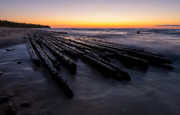 Sea, landscape, sunset, shore