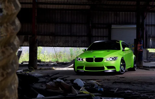 Green, green, coupe, BMW, BMW, the front, e92, daylight