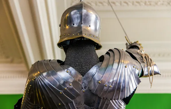 Metal, armor, knight, rear view