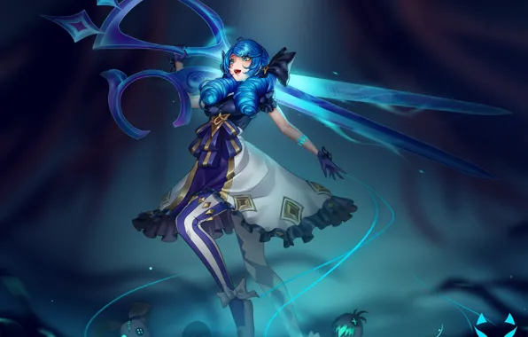Girl, doll, fantasy, Gwen, scissors, League of Legends