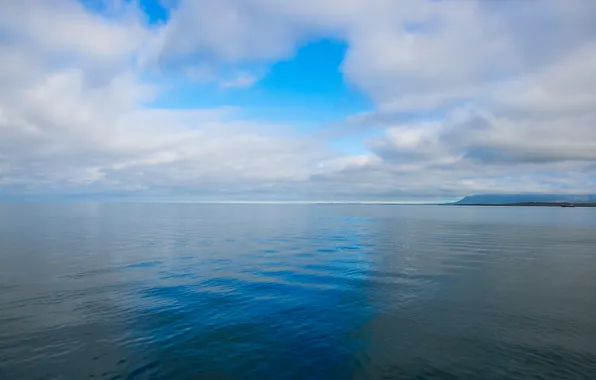 Sea, the sky, clouds, mountains, horizon