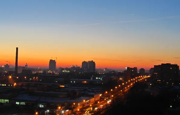 The sun, The sky, The city, Dawn, Minsk