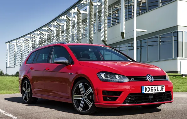 Picture red, the building, Volkswagen, universal, 2015, Golf R Estate
