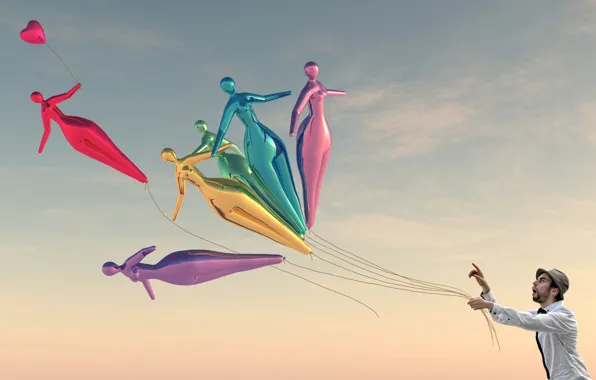 Wallpaper the sky, balloons, people, Chris Jones for mobile and desktop