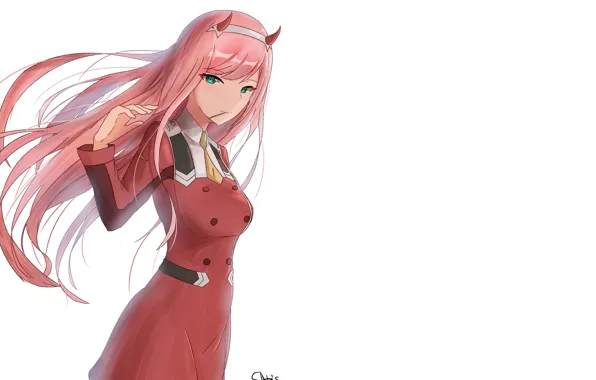 Girl, art, long hair, 002, Darling In The Frankxx, Cute in France, Zero Two