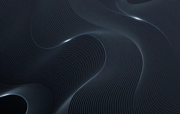 Wave, line, abstraction, strip, the dark background, curves, grey background