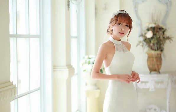 Look, girl, face, background, dress