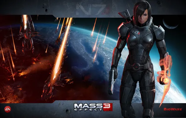 Picture weapons, woman, the game, costume, shepard, mass effect 3, Shepard, female