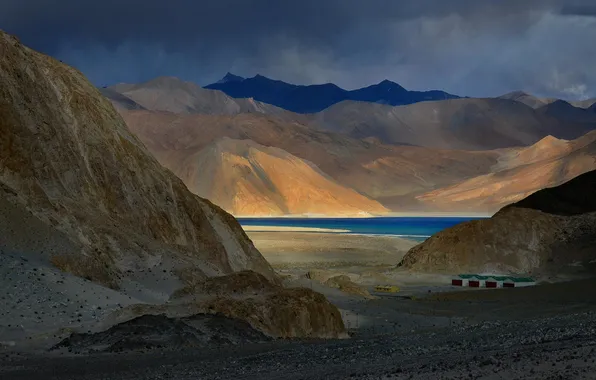 Picture mountains, clouds, nature, river, valley