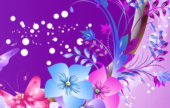 Picture flowers, abstraction, butterfly, vector, postcard