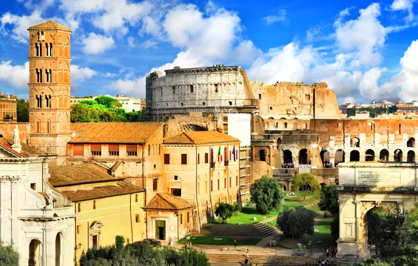 Home, Rome, Italy, the ruins, architecture, amphitheatre, Ancient Rome