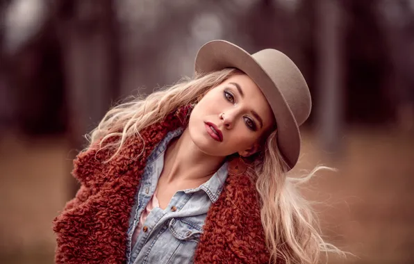 Picture look, girl, face, hair, hat