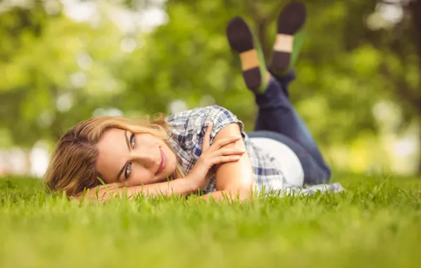 Girl, nature, stay, girl, grass, weed, nature, recreation