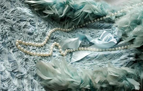 Style, retro, feathers, dress, pearl, beads, vintage