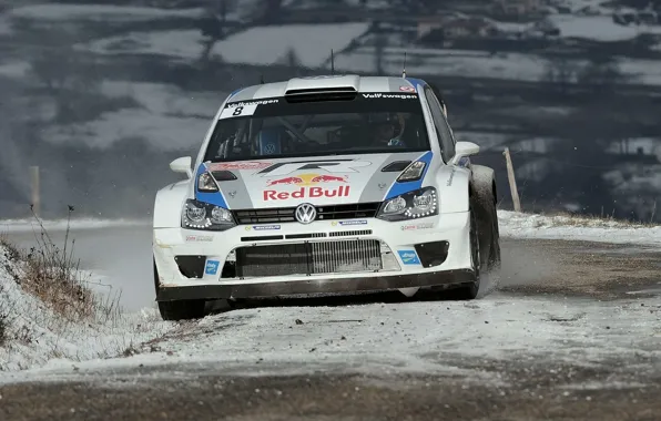 Picture Snow, Volkswagen, Red Bull, WRC, Rally, The front, Polo