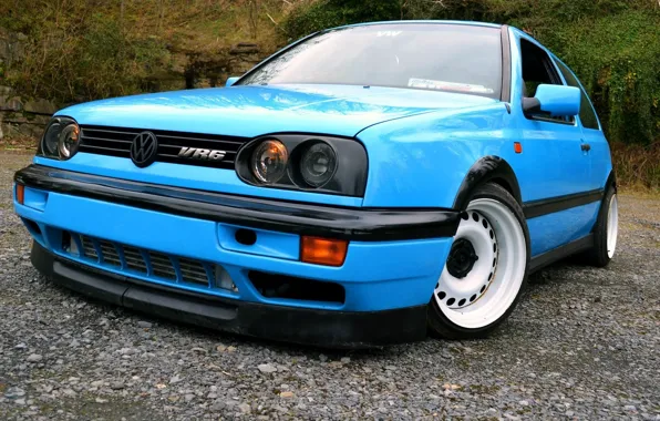 Volkswagen, golf, blue, tuning, germany, low, r32, stance