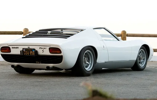 Auto, Lamborghini, White, Retro, Machine, Eyelashes, 1969, Lights