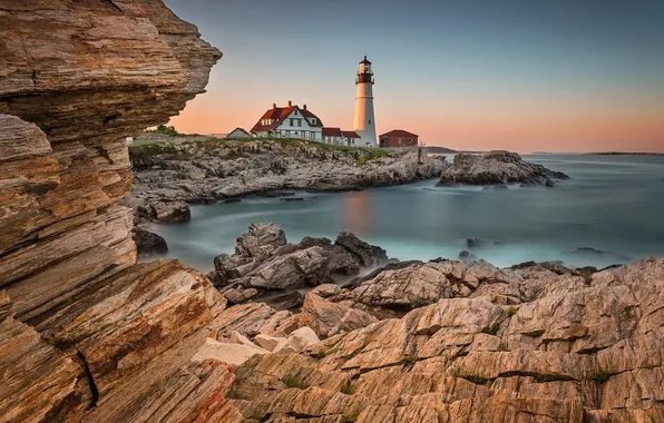 Picture sea, landscape, rocks, lighthouse