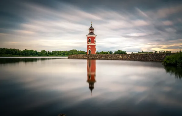 The sky, clouds, lighthouse, Germany, Moritzburg