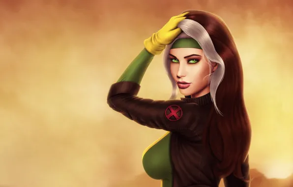 Picture chest, girl, face, hair, beauty, X-Men, Rogue, marvel comics