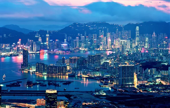 Lights, the evening, Hong Kong
