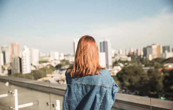 Back, red, dzhinsovka, denim jacket, Karol Queiroz