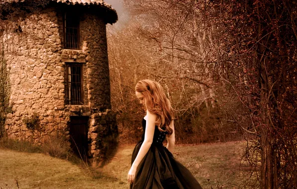 Picture sadness, autumn, girl