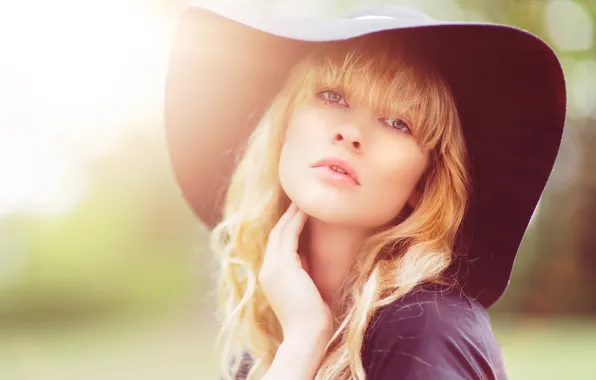 Picture summer, look, girl, face, hair, hat, lips, cutie