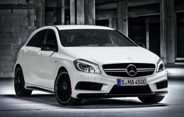 White, Mercedes-Benz, Mercedes, AMG, the front, A 45